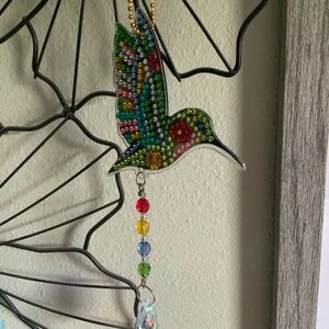 Colorful Beaded Hummingbird Suncatcher